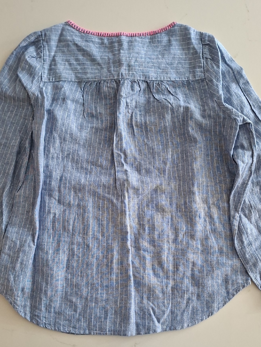 NWT Gap Blue & White Striped Linen Summer Tunic with Pink Accents (Size S) - Picture 5 of 6